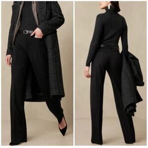 Banana Republic Petite Siena Straight Wool Pant Black 10 445616